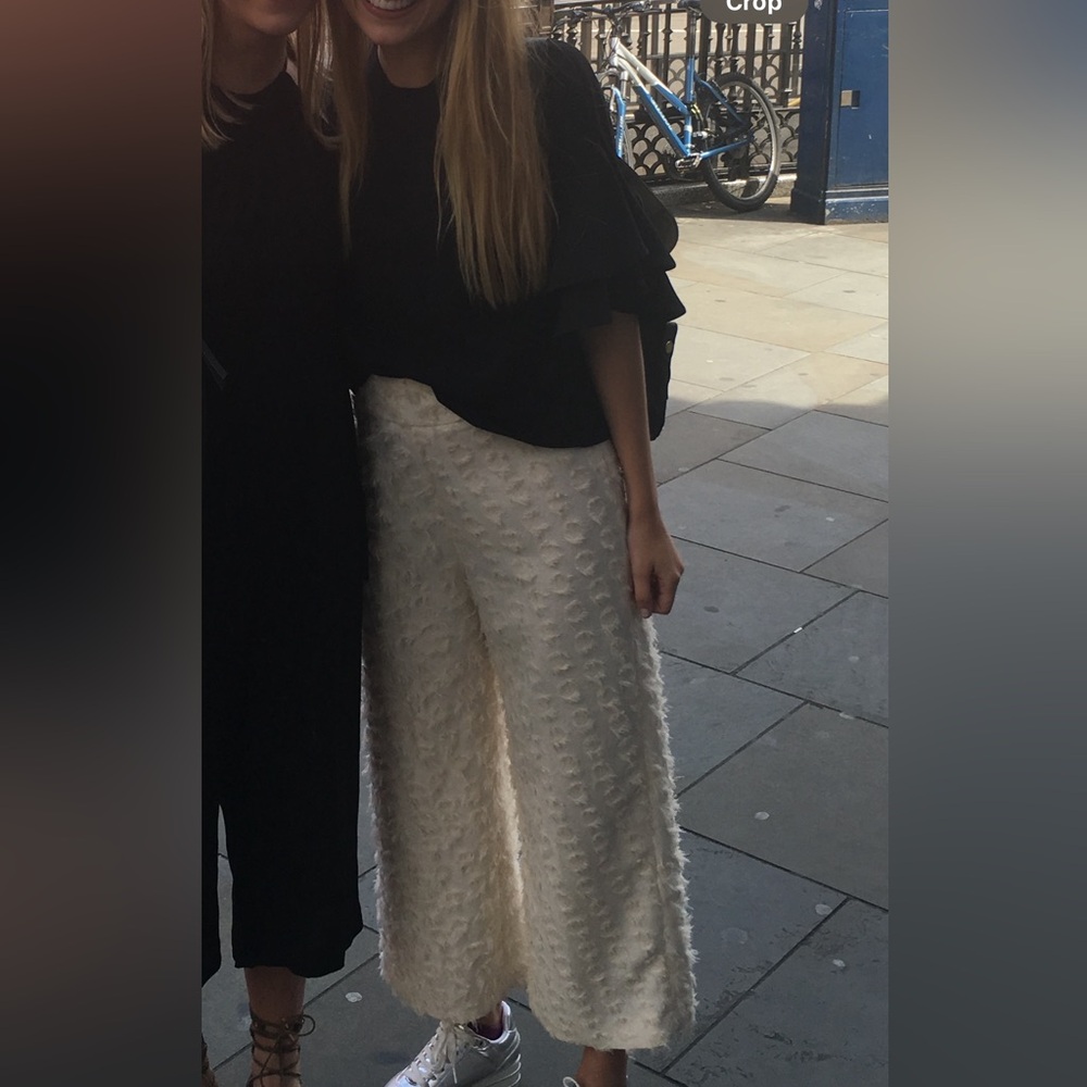 Cream Zara Textured Colette  Pants